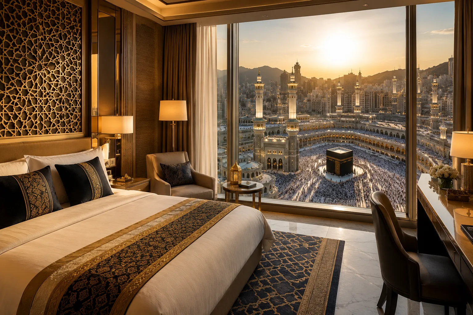 Luxury hotel room with Kaaba view